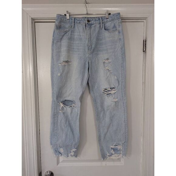 Flying‎ Monkey straight leg Jeans women's size 31 light wash distressed step hem - Picture 1 of 8